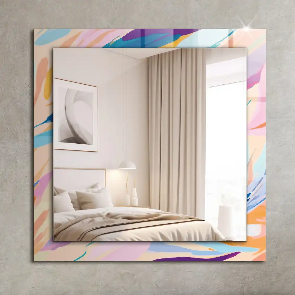 Specchio rettangolare stampato Tratti colorati astratti