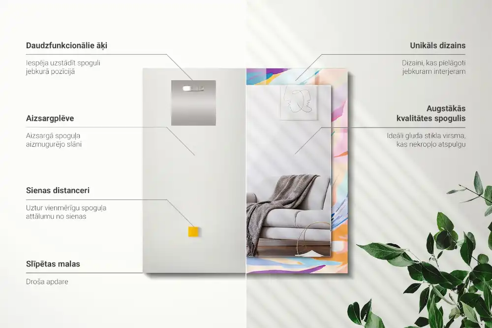 Specchio rettangolare stampato Tratti colorati astratti