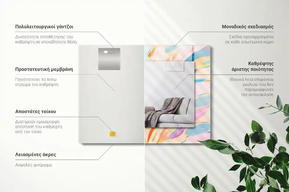 Specchio rettangolare stampato Tratti colorati astratti