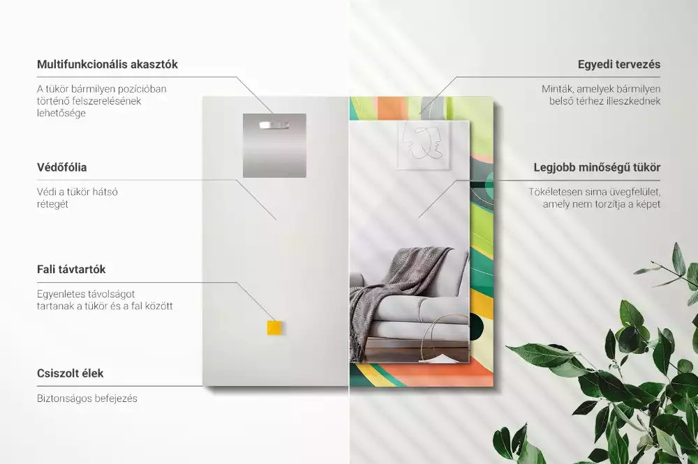 Specchio rettangolare decoro Motivi astratti colorati