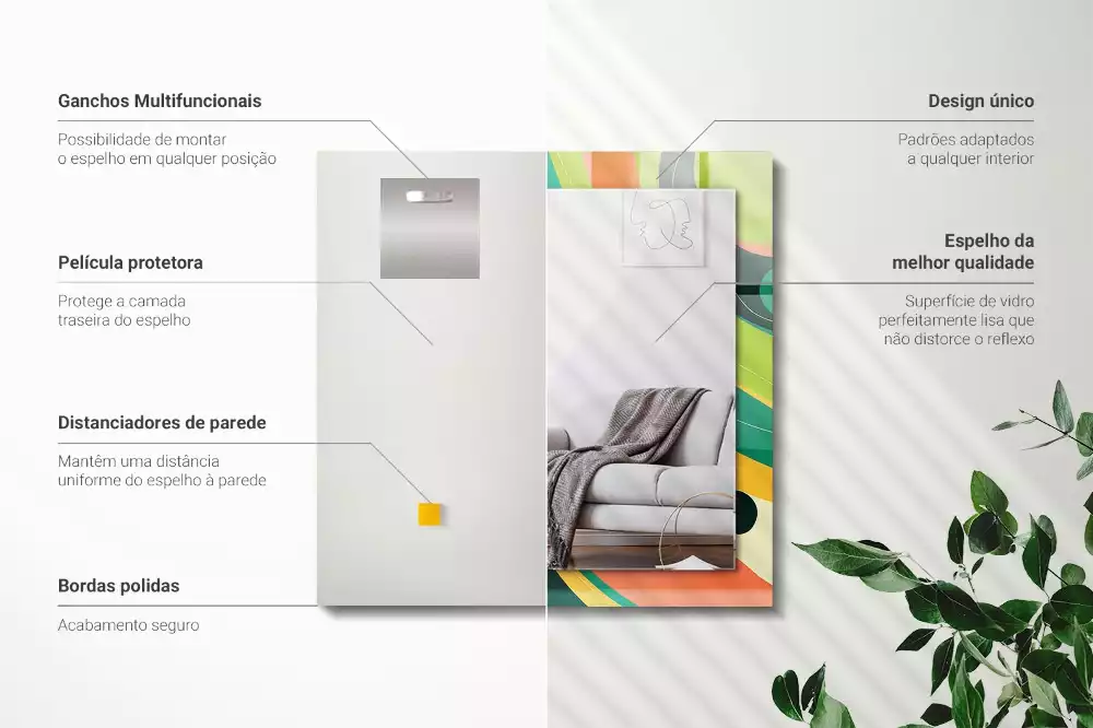 Specchio rettangolare decoro Motivi astratti colorati