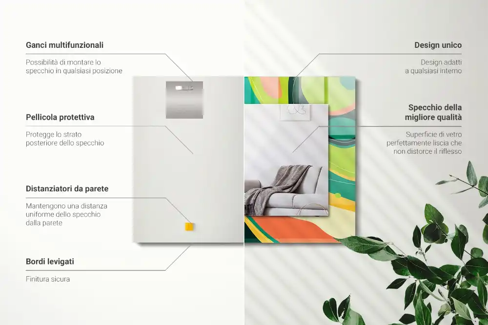 Specchio rettangolare decoro Motivi astratti colorati