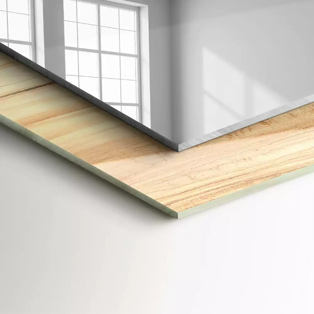 Specchio rettangolare con cornice stampata Texture della venatura del legno