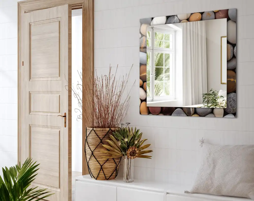 Specchio rettangolare stampato Pietre lisce colorate