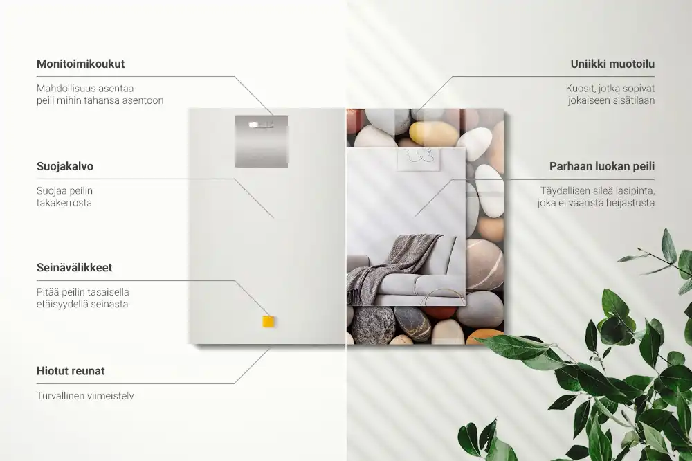 Specchio rettangolare stampato Pietre lisce colorate