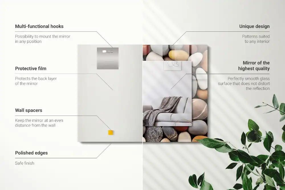 Specchio rettangolare stampato Pietre lisce colorate