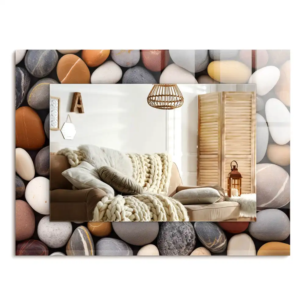 Specchio rettangolare stampato Pietre lisce colorate