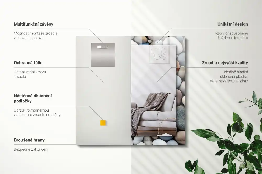 Specchio rettangolare decoro Pietre lisce colorate