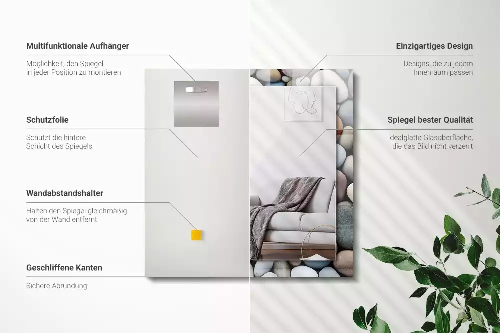 Specchio rettangolare decoro Pietre lisce colorate