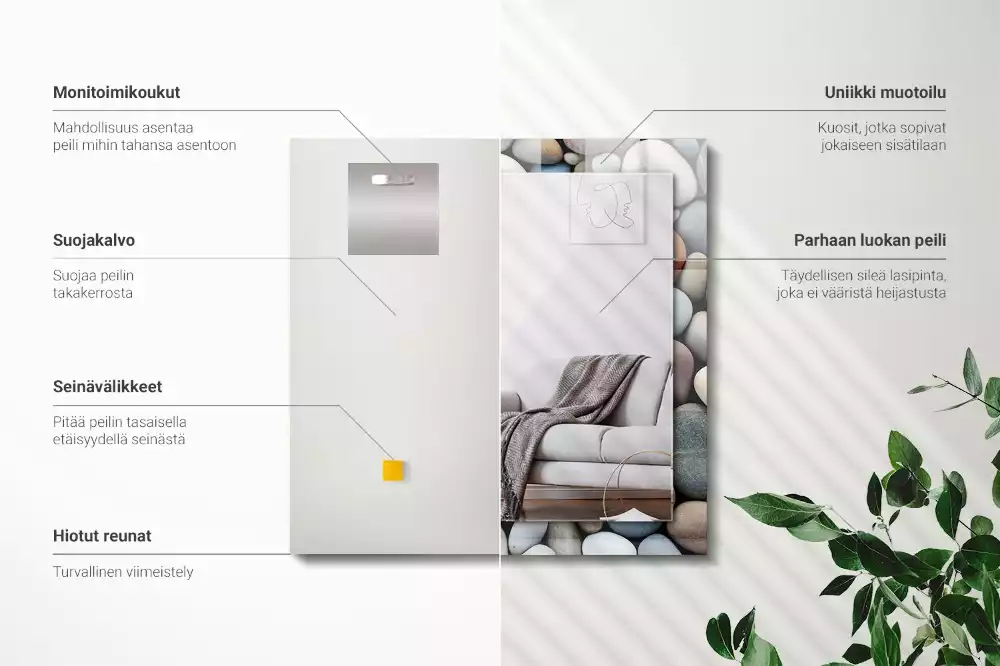 Specchio rettangolare decoro Pietre lisce colorate