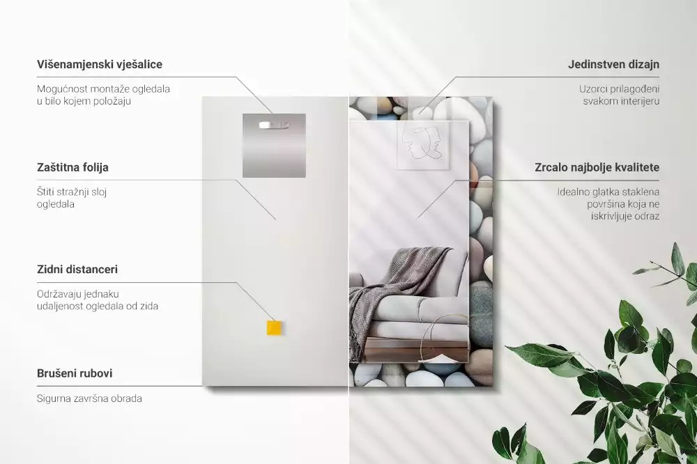 Specchio rettangolare decoro Pietre lisce colorate