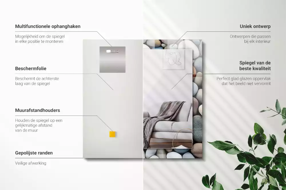 Specchio rettangolare decoro Pietre lisce colorate