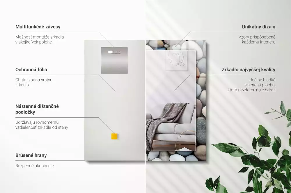 Specchio rettangolare decoro Pietre lisce colorate