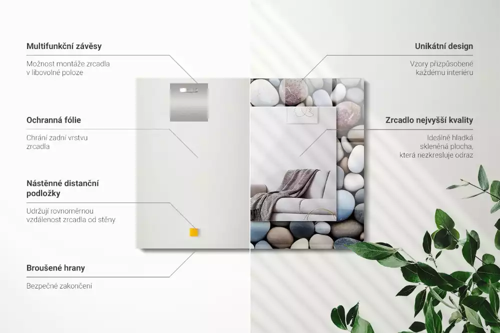 Specchio rettangolare decoro Pietre lisce colorate