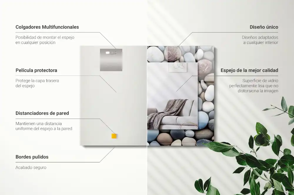 Specchio rettangolare decoro Pietre lisce colorate