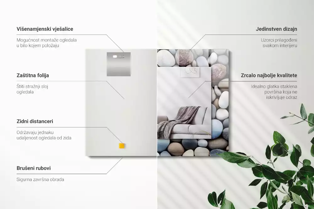 Specchio rettangolare decoro Pietre lisce colorate