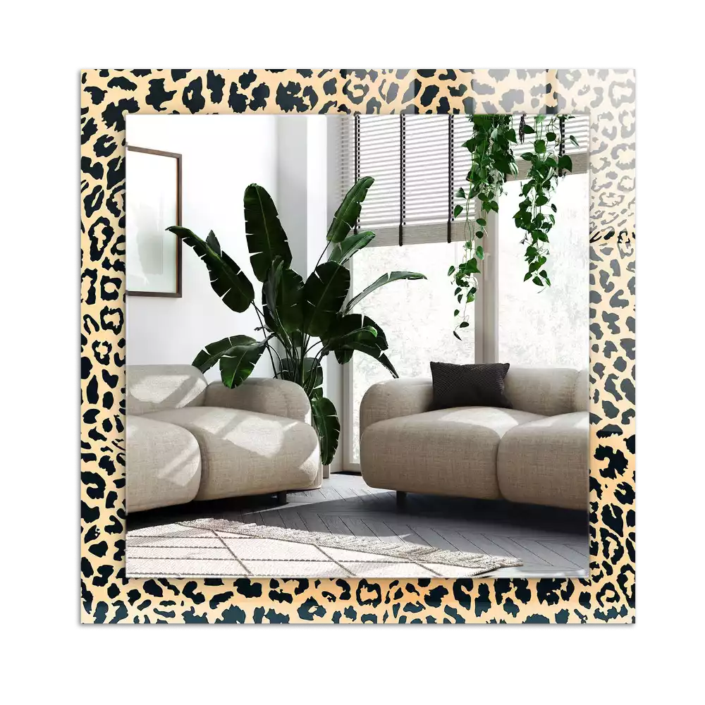 Specchio rettangolare con cornice stampata Pantera del leopardo