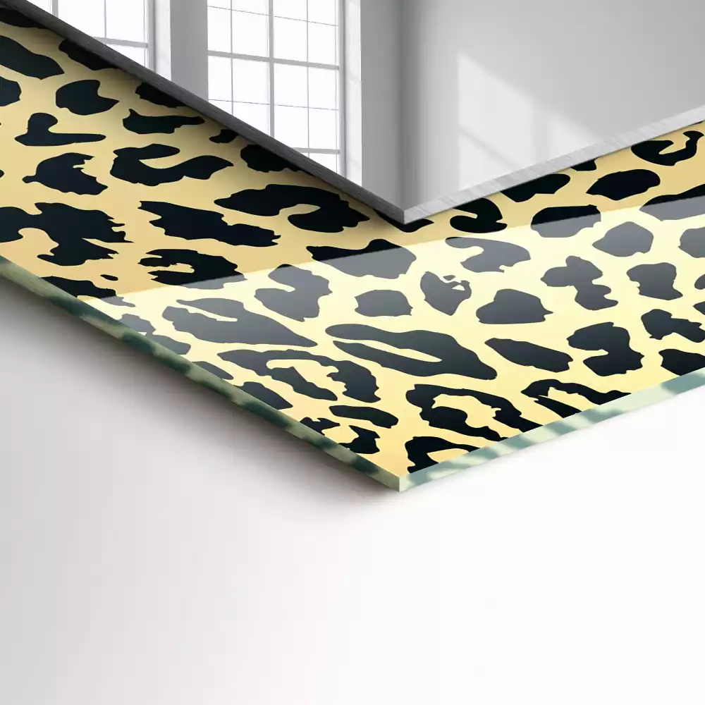 Specchio rettangolare con cornice stampata Pantera del leopardo