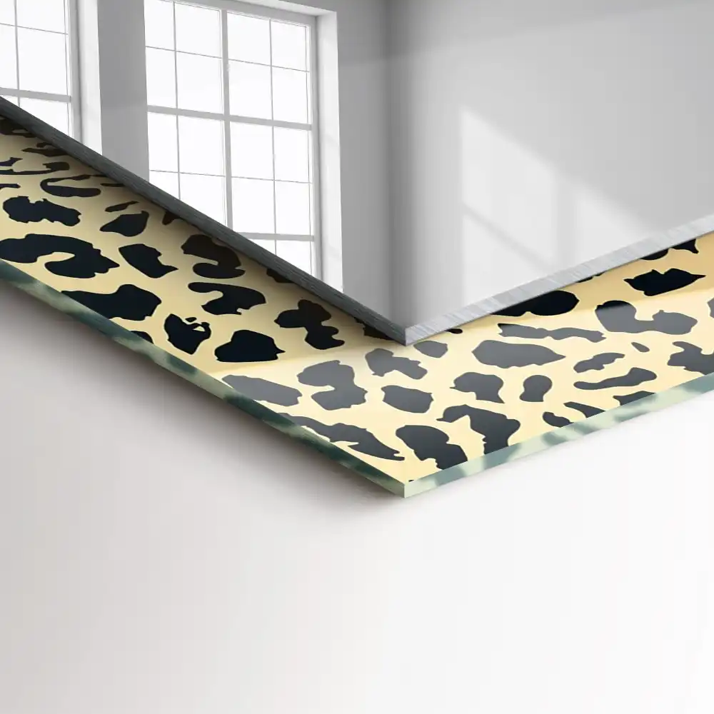 Specchio rettangolare con cornice stampata Pantera del leopardo