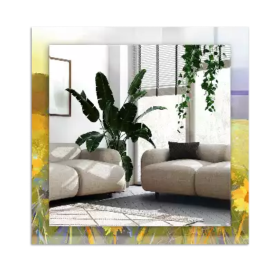 Specchio rettangolare stampato Campo di girasoli