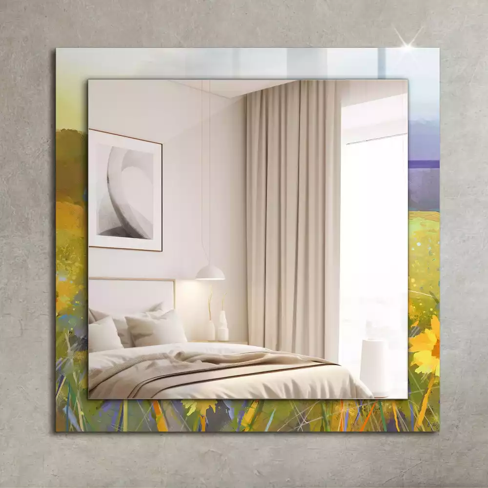 Specchio rettangolare stampato Campo di girasoli