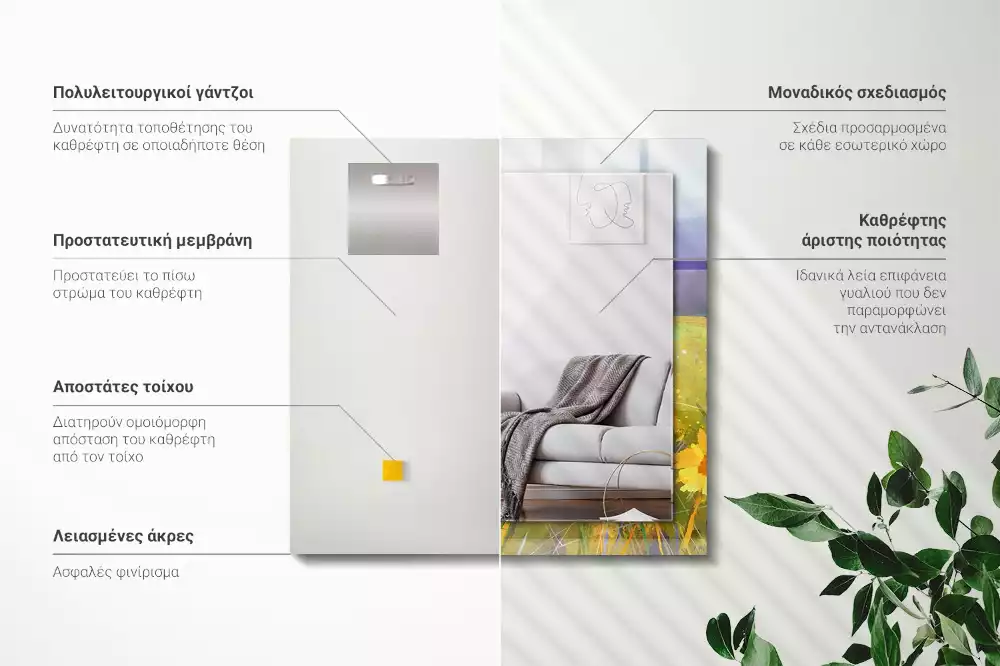 Specchio rettangolare stampato Campo di girasoli