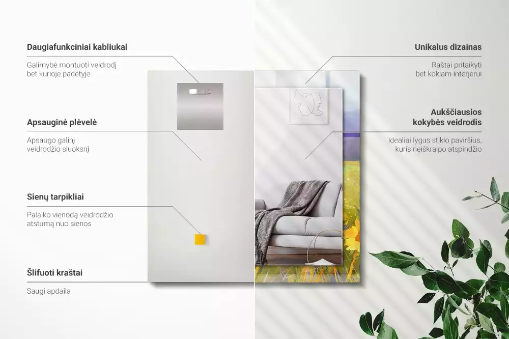 Specchio rettangolare stampato Campo di girasoli