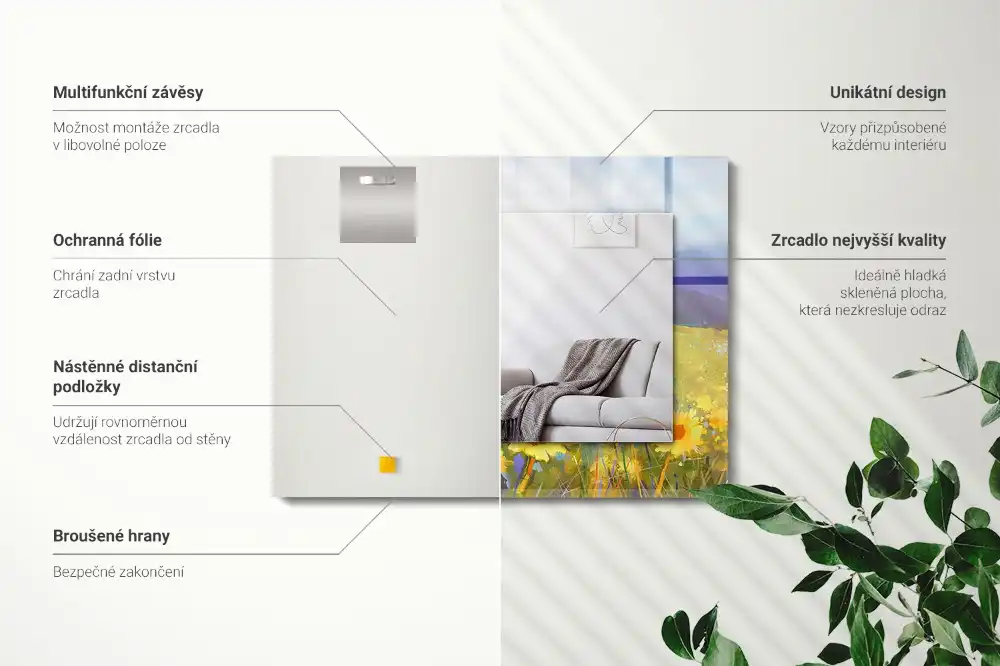 Specchio rettangolare stampato Campo di girasoli