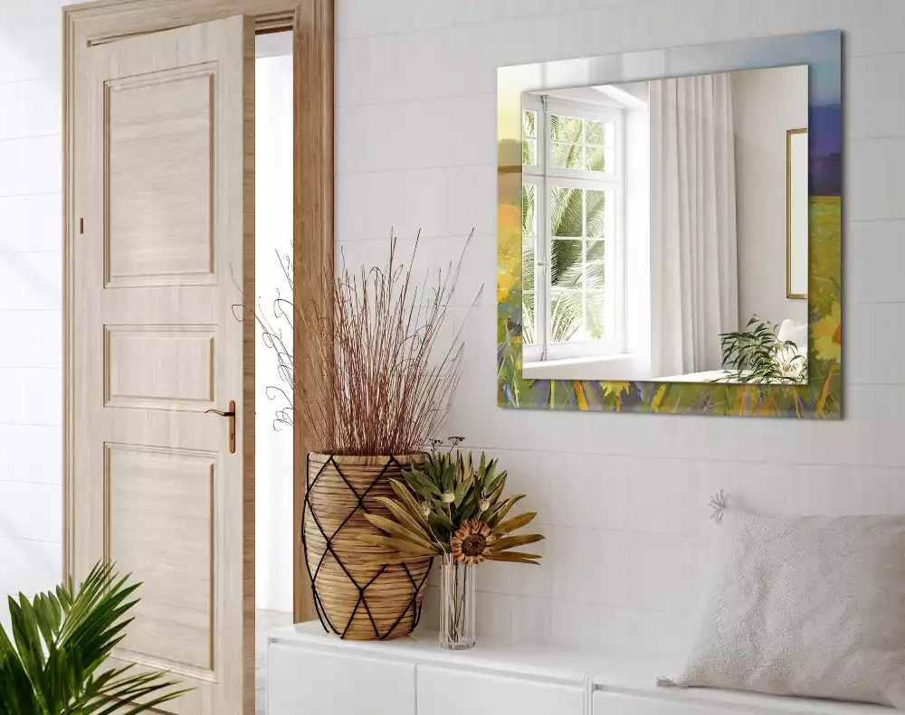 Specchio rettangolare stampato Campo di girasoli