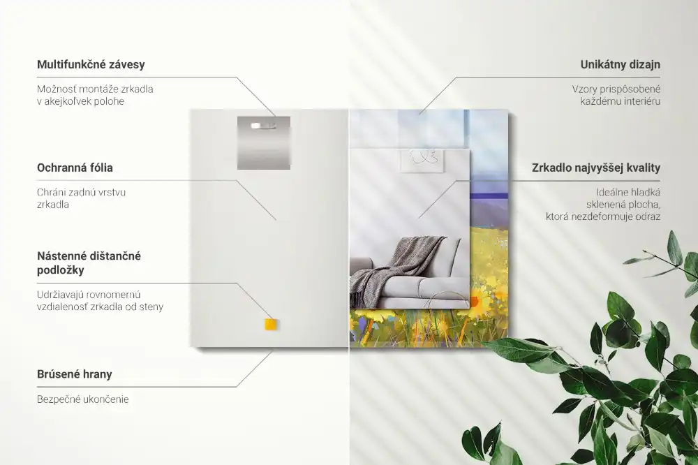 Specchio rettangolare stampato Campo di girasoli