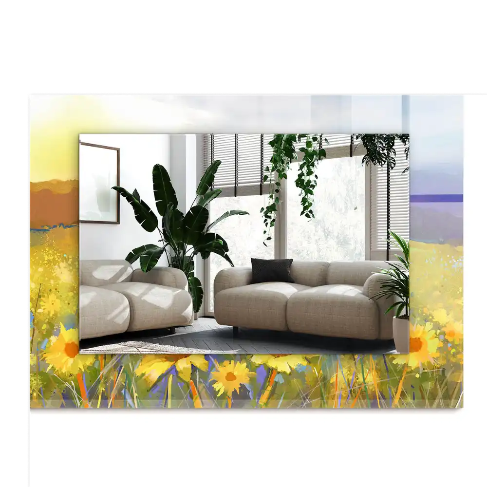 Specchio rettangolare stampato Campo di girasoli