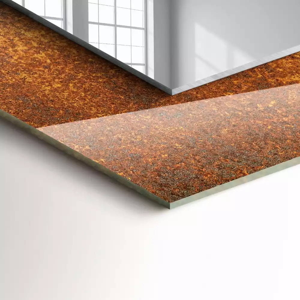 Specchio rettangolare decoro Lamiera arrugginita alla moda