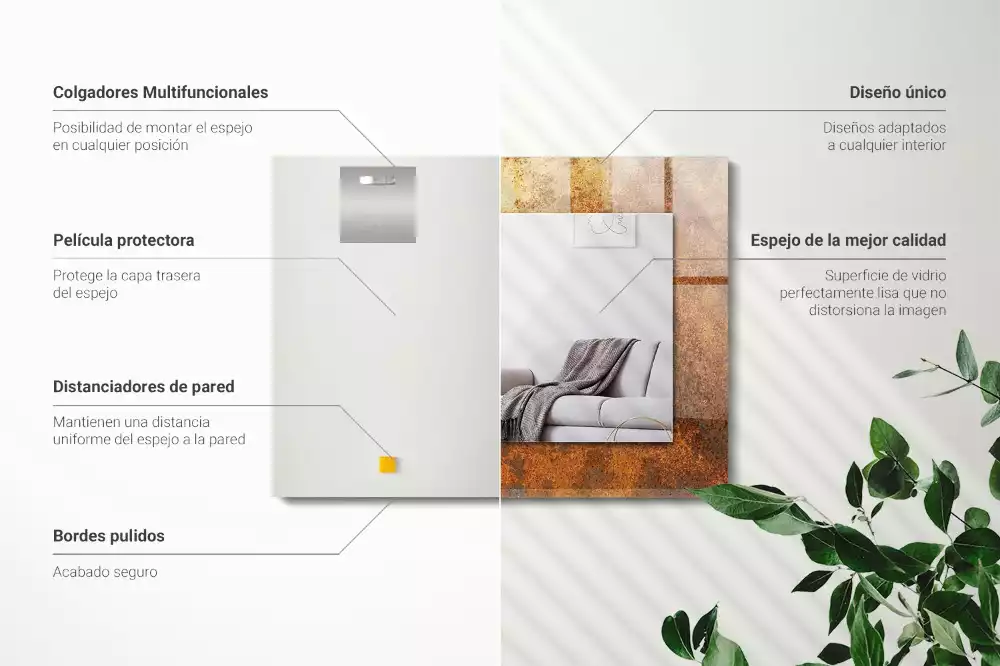 Specchio rettangolare decoro Lamiera arrugginita alla moda