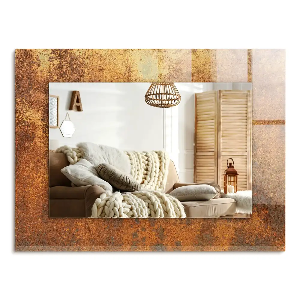 Specchio rettangolare decoro Lamiera arrugginita alla moda