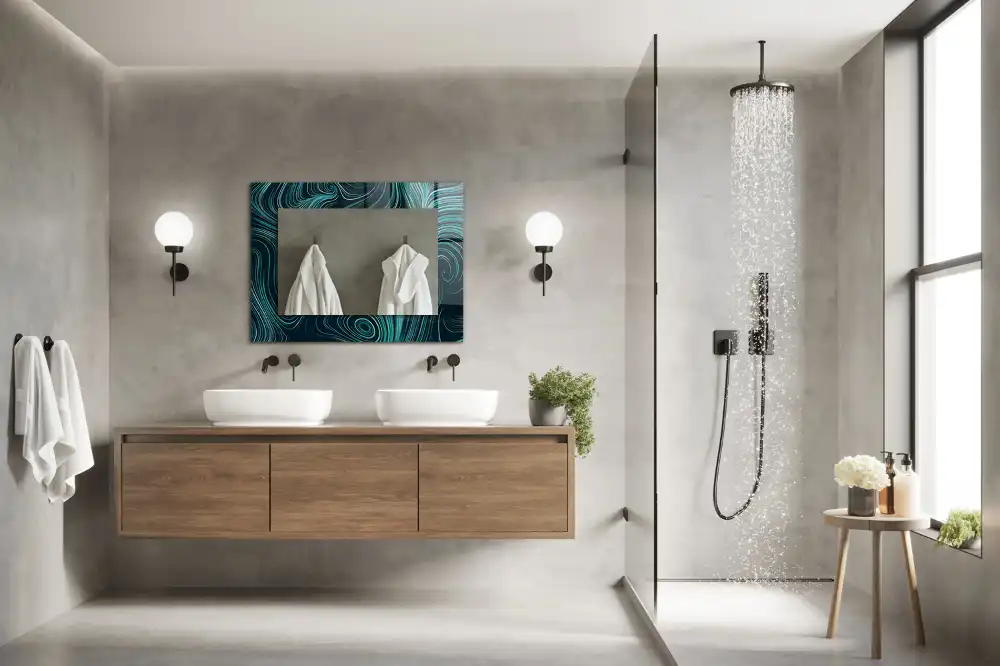 Specchio rettangolare stampato Motivi di linee astratte