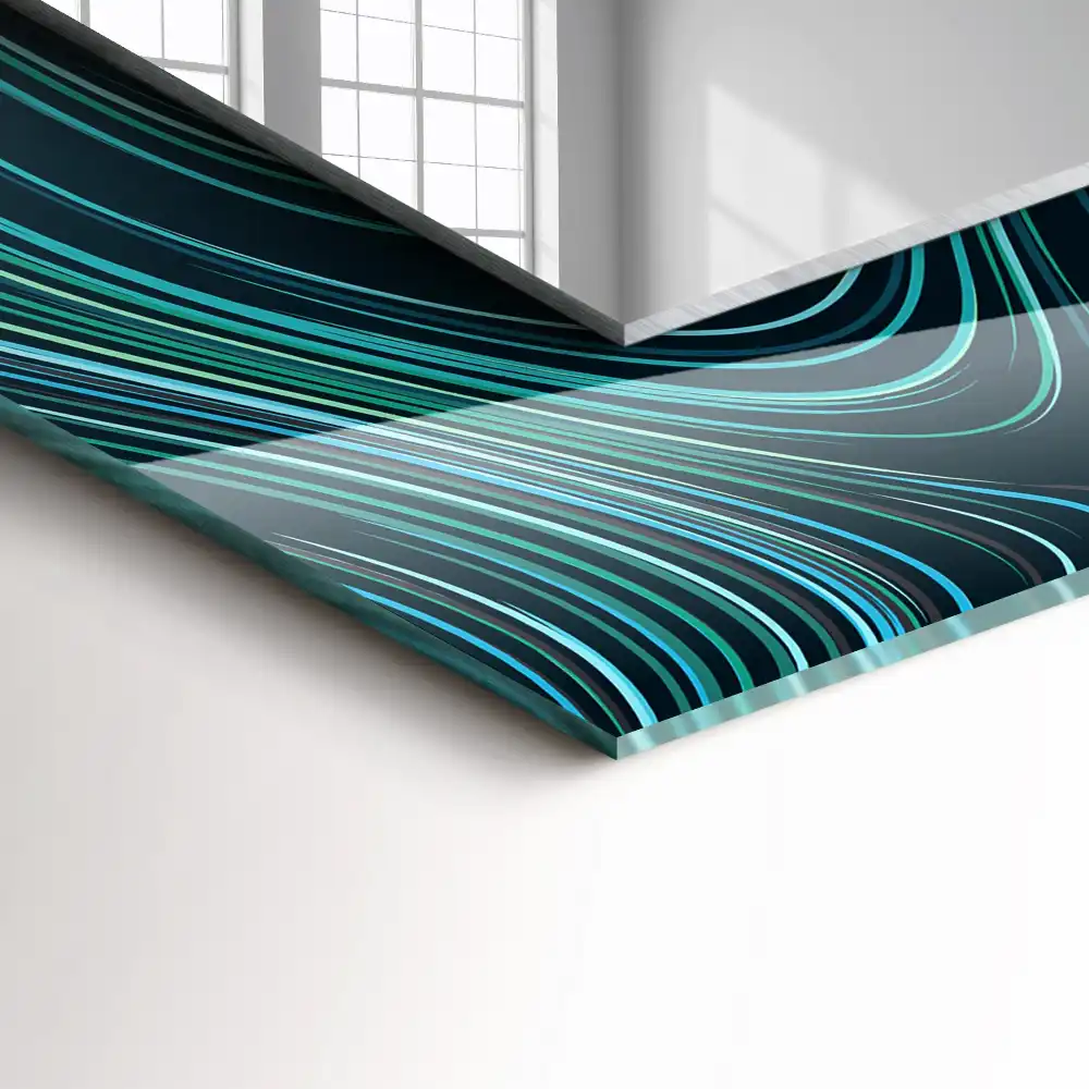 Specchio rettangolare stampato Motivi di linee astratte