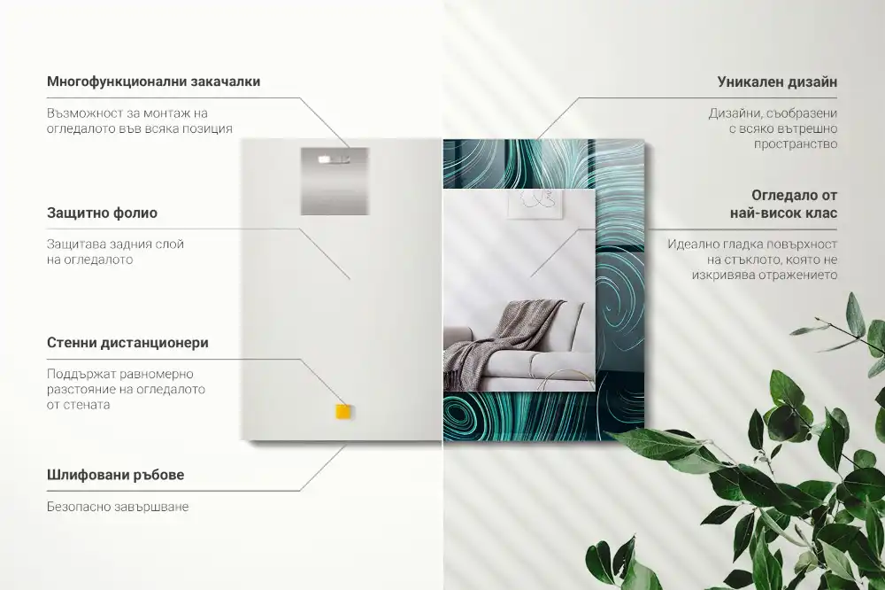 Specchio rettangolare stampato Motivi di linee astratte