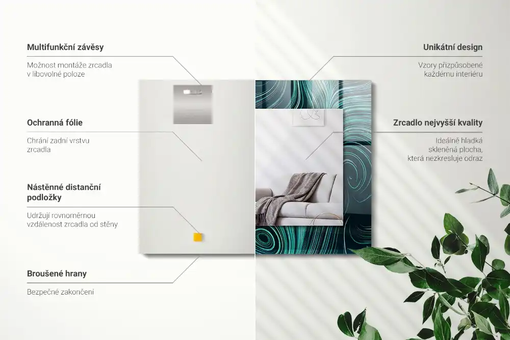 Specchio rettangolare stampato Motivi di linee astratte