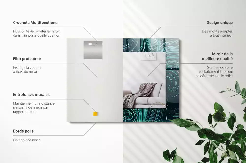 Specchio rettangolare stampato Motivi di linee astratte