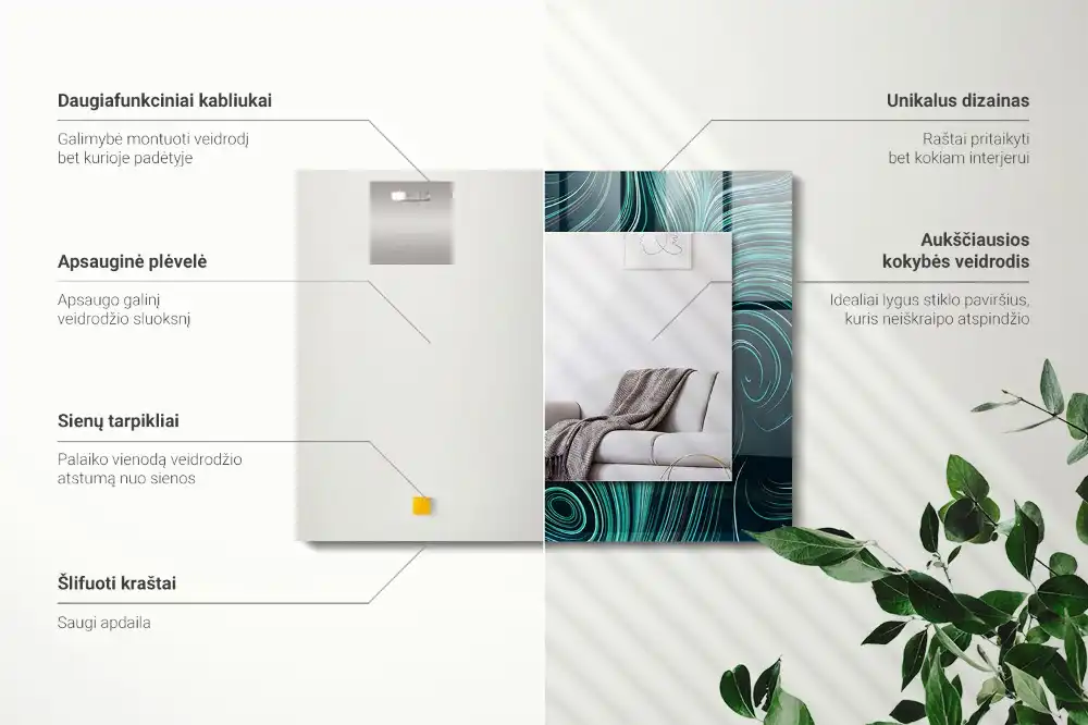 Specchio rettangolare stampato Motivi di linee astratte