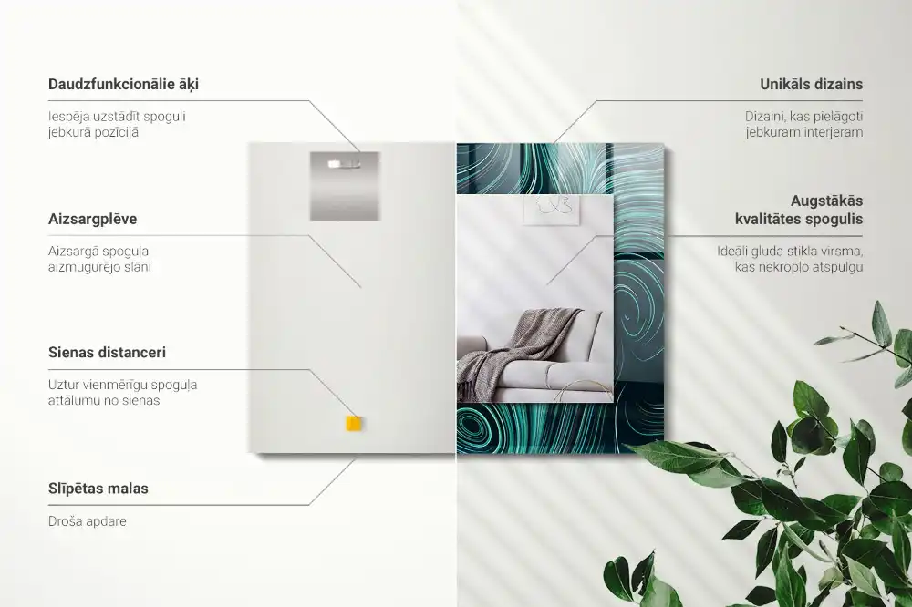 Specchio rettangolare stampato Motivi di linee astratte