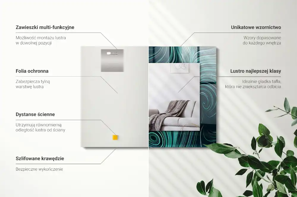 Specchio rettangolare stampato Motivi di linee astratte