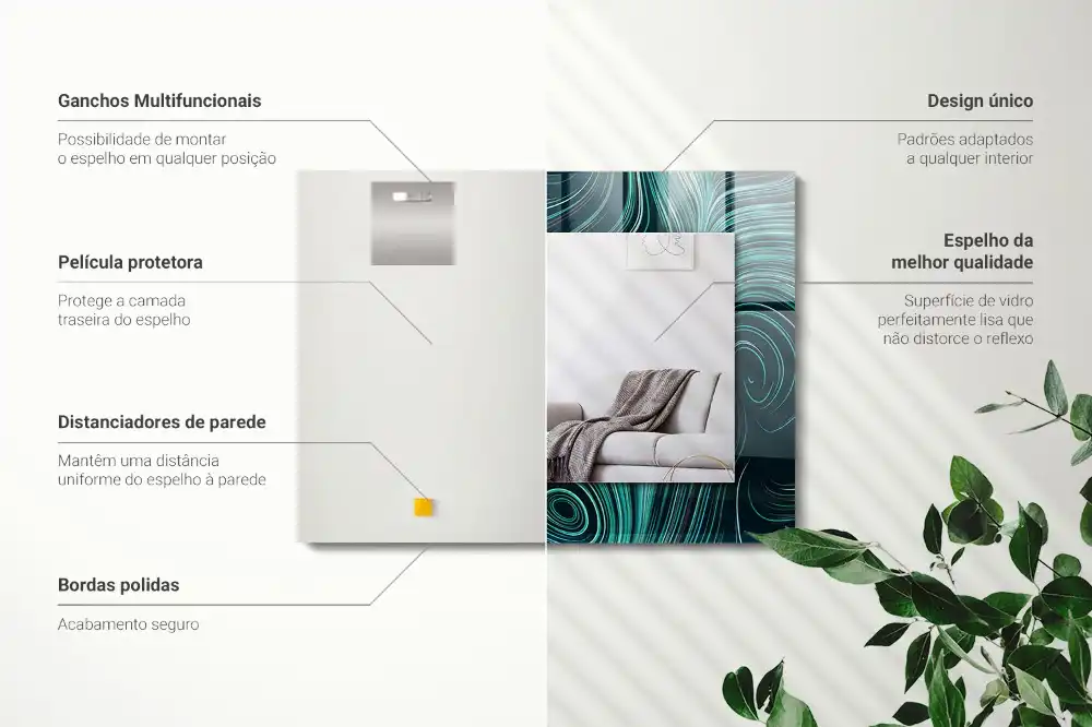 Specchio rettangolare stampato Motivi di linee astratte