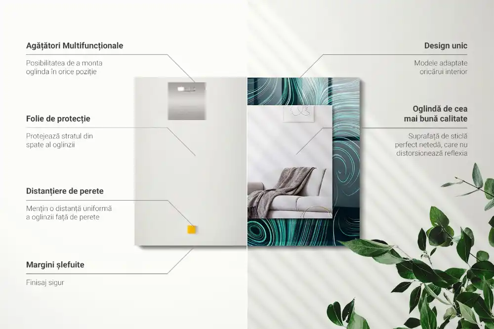 Specchio rettangolare stampato Motivi di linee astratte