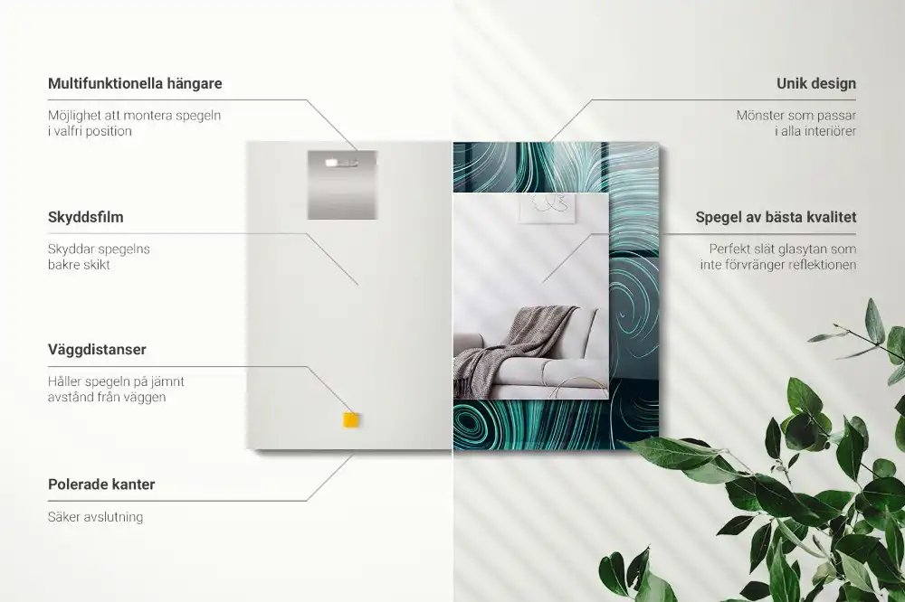 Specchio rettangolare stampato Motivi di linee astratte