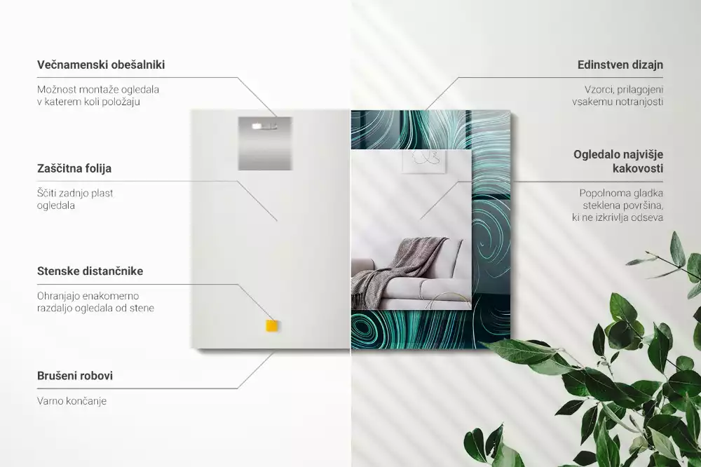 Specchio rettangolare stampato Motivi di linee astratte