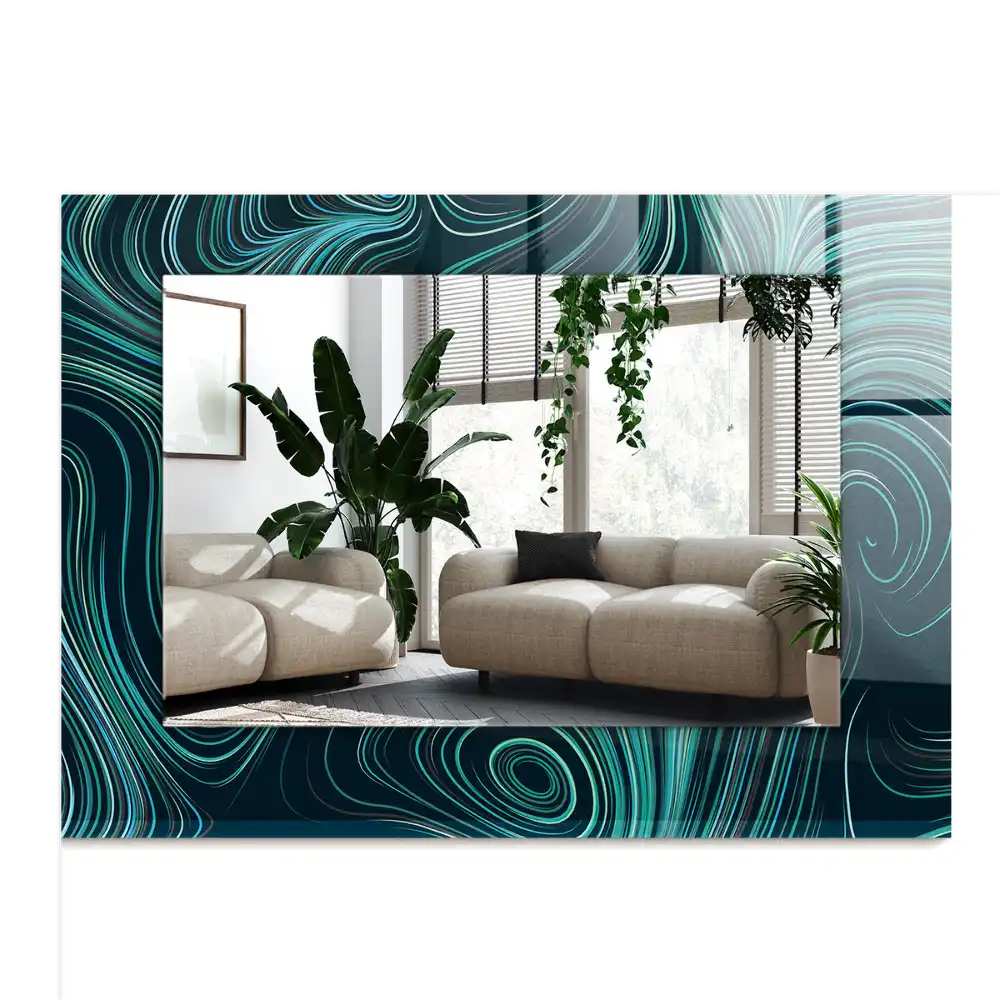 Specchio rettangolare stampato Motivi di linee astratte