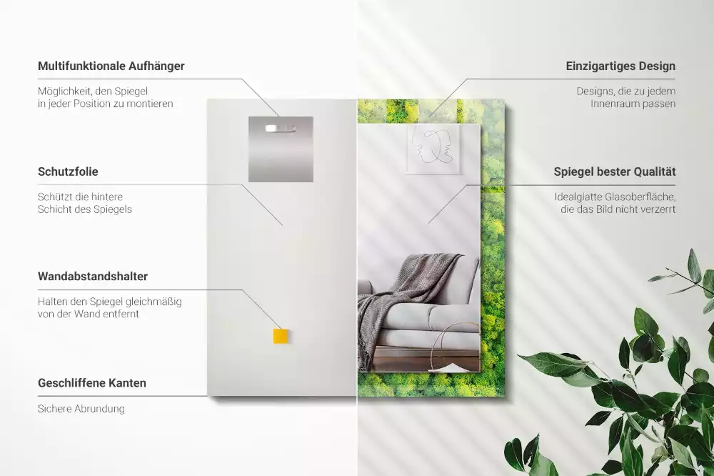 Specchio rettangolare decoro Muschio verde