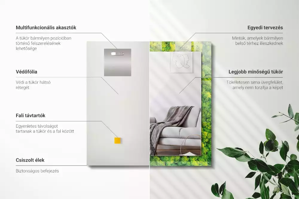 Specchio rettangolare decoro Muschio verde