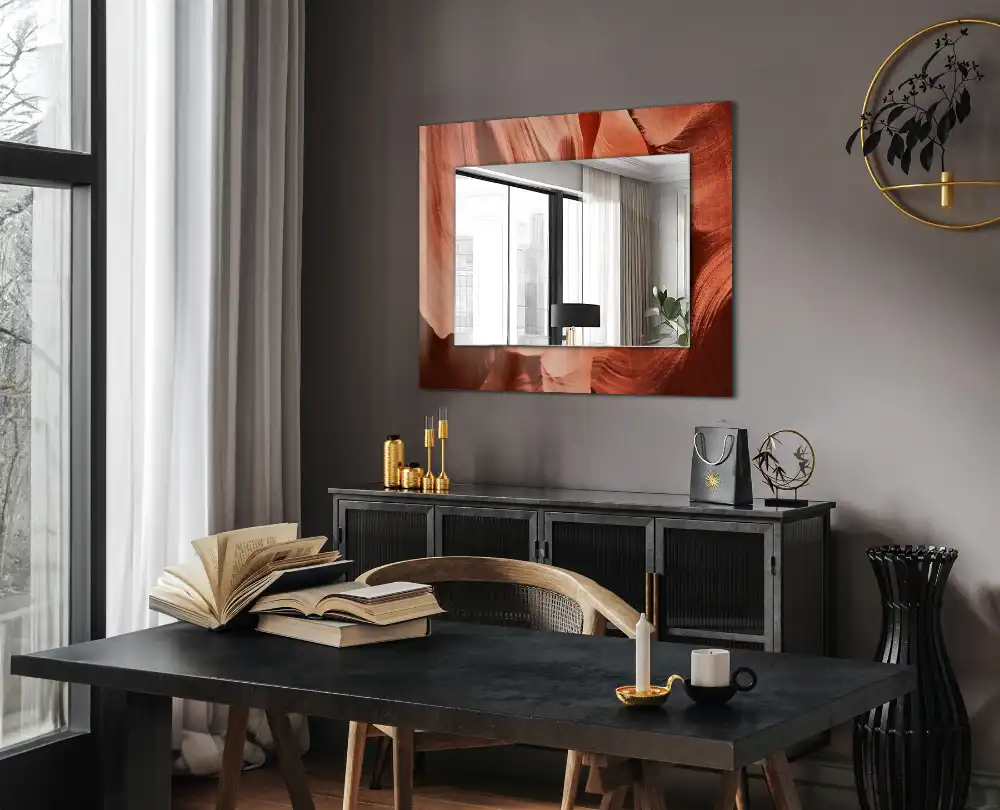 Specchio rettangolare con cornice stampata Rocce del canyon del deserto